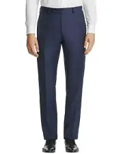 Luigi Bianchi Mens Flat Front Micro Neat Dress Pants 38 Blue Italy