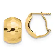 14K Yellow Gold Polished Hammered Omega Back Earrings
