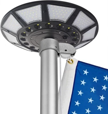 Solar Flag Pole Light Outdoor Dusk to Dawn 266 led 4200lm Super Black
