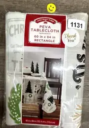 Christmas Tree Farm Patchwork Vinyl Tablecloth Rectangle 60 X 84 NWT