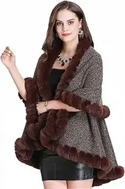 [HAMKVBPR] Women's Shawl Scarf Women's Cloak Fur Cape Wrap Coat Cardigan Poncho for Party and Christmas