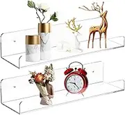 Clear Floating Shelves - Clear Wall Shelf Floating Shelves,15-inch Wall Mounted Shelves, Toy Display Shelf, Picture Ledge Shelf for Kids Room