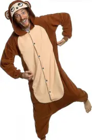Adult Halloween Costume - Animal And Sea Creature - Plush One Piece Cosplay Suit For Adults, Women And Men Funziez! Monkey X-Large