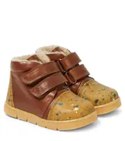 [Petit Nord] Petit Nord Shearling-lined leather sneakers UK 4 brown