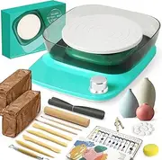 Patented Mini Pottery Wheel for Beginners | 6in Turntable, 0-440 RPM Speed Adjustable with Rechargeable Battery, 1.8 Lb Air Dry Clay, Pottery Tools and Art Supplies, Craft Kits for Teenager and Adult