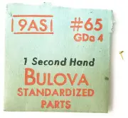 Bulova 9AS GDA4 Vintage 1 Gold Tone Second Watch Hand #65 NOS Original Package