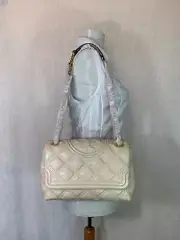 NEW Tory Burch Cream Soft Fleming Convertible Shoulder Bag $598