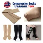 Zip Sox Compression Socks Zipper Leg Support Knee Open Toe Shaper Stockings L