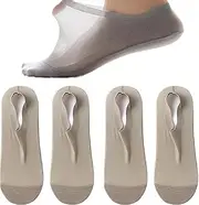 [Generic] Zeanaturals Ultra Thin Liner Non Slip No Show Socks, Soft Breathable Ice Silk Sock, Unisex Low Cut Liner Sock, 4pairs-g, One Size, 4pairs-g, One Size