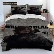 v912 Bed Sheets Horror TV The Walking Dead Lincoln Comforter Bedding Set,Duvet Cover Bed Set Quilt Cover Pillowcase,King Queen Size Bedding Set 3-Piec