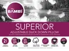 Bambi Adjustable 2 in 1 White Duck Down and Feather Pillow
