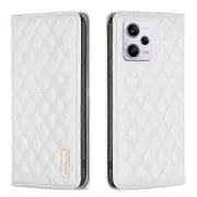BINFEN COLOR BF Style-16 PU Leather Cover Compatible For Xiaomi Redmi Note 12 Pro 5G / Note 12 Pro Speed 5G / Poco X5 Pro 5G Stand White