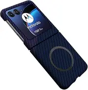 Magnetic Case for Motorola Razr 40 Ultra, Compatible with MagSafe Carbon Fiber Slim Thin Lightweight Aramid Fiber PC Back Anti Scratch Drop Protection Rugged Shockproof Cover, Blue&Purple