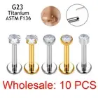 10PCS Ear Studs Threadless G23 Titanium Nose PIERC Push Pin Labret Lip Rings Ear