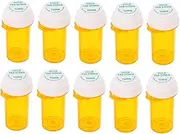 BEBEMOKO 10pcs Travel Pill Organizer Box with Empty Caps for Medicine Portable Medication Dispenser Pill Bottle Storage Round Plastic Medicine Vials