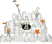 Arme Glass Bud Vase Set of 30 Pcs，Small Glass Vases for Flowers，Clear Bud Vases in Bulk，Vintage Vases for Centerpieces，Small Glass Bud Vase for Rustic Wedding Decorations，Home Table Flower Decor