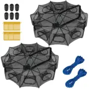 QualyQualy 2PCS Fishing Bait Trap Crab Net, Fishing Trap for Minnow/Crab/Shrimp/