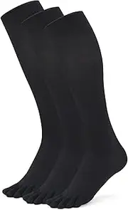 [YABAIKE] Over The Calf Toe Socks Coolmax Moisture Wicking Hiking Socks Soft Long Five Fingers Stockings,3 Pack