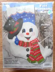 NEW Design Works "Snowman Tipping His Hat" Felt Stocking Kit w Sequins 16" Long