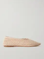 [STAUD] STAUD - Alba Grosgrain-trimmed Crocheted Ballet Flats - Cream - IT42 IT 42 Cream