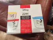 NEW DISNEY Mickey Pyrex Bowls w Lids Special Edition 2, 4, & 7 cup sz. 6 pc set