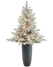 Nearly Natural 5ft Flocked Fraser Fir Artificial Christmas Tree