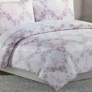 2pc Nicole Miller Eiffel Tower TWIN Comforter Sham Set Paris Floral Pink Purple