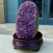 4.80LB Natural amethyst cave quartz crystal cluster mineral specimen +base