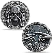 Momento Mori Coin Compass Skull Coin Butterflies and Flowers 3D Skull Cion Cool Stoic Silver Challenge Coins EDC Medallion Reminder Token Daily Stoic Gifts for Man Women