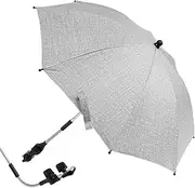 Baby Stroller Umbrella, 360° UV Protection Pram Umbrella, Clip-On Universal Baby Stroller Parasol with Adjustable Clamp and Flexible Arm Waterproof Baby Carriages Umbrella (Gray 85)