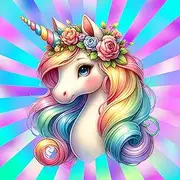Fabric Panel 8"x8" Unicorn 100% Cotton Quilting Sewing Square P822