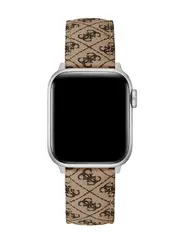 GUESS Women's Brown Quattro G Leather Apple Watch Strap