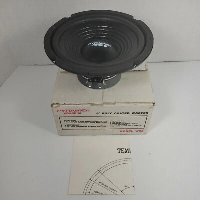 Vintage Pyramid Phase III 8" Poly Coated Woofer, 100 Watts W83, NIB, NOS