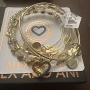 Alex and Ani Crystal Infusion LOVE Set of 5 Bracelets Shiny Gold NWT, Card & Box