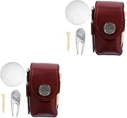 2 Sets Golf Bag Set Small Golf Bag Golf Balls Toy Golf Tee Pouch Exercise Ball Stand Practice Tee Golf Portable Golfs Kit Golf Training Golf Pouch Bag Golf Storage Case Brown Pu