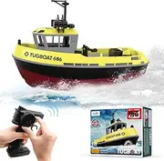 Losbenco RC Boat, 1/72 RC Tugboat for Pools and Lakes, High-Speed Remote Control Boat with 40 Mins Play Time and Low Battery Reminder for Kids and Adults - RTR Version