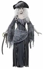 Smiffys Adult Womens Ghost Ship Princess Costume, Dress and Hat, Ghost Ship, Ha