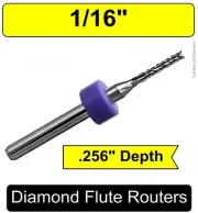 1/16" Router Bit Carbide .315" Depth Diamond Flutes 1 PC G10 FR4 CNC PCB R132