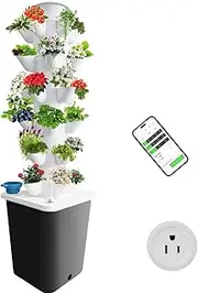 Hydroponic Tower 30 Plant Growing System Indoor Smart Garden Vertical Garden Planter Germination Kit Including Water Pump and Movable Water Tank Gift for Gardening Lover Auto Timer (30plant)