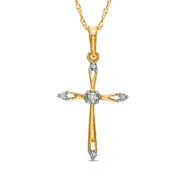 Natural Diamond Accent Cross Pendant in 10K Yellow Gold