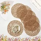 IcosaMro Brown Round Placemats Set of 6 for Dining Table 15 Inch Paper Woven ...