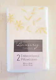 Luxury Collection Yellow Daisy Ivory Embroidered Pillowcases, Set of 2 Standard