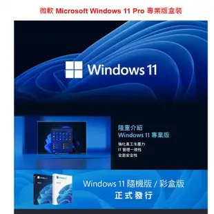 微軟 Windows 11 Pro 專業盒裝版 彩盒版 中文版 32/64位元 WIN11