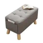NNEOBA Minimalist Gray Solid Wood Shoe Stool for Home Entryways