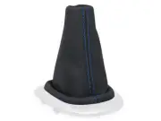 FOR TOYOTA YARIS 11-14 GEAR SHIFT BOOT GAITER LEATHER STITCH BLUE