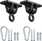 MDAIRC Heavy Duty Swing Hangers for Wooden Sets Playground Porch Indoor Outdoor & Hanging with Snap Hooks (2 Pack Black Swing Hook)