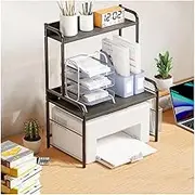 Printer Stand Printer Shelf Desk Organizer Storage Shelf Desktop Printer Stand for Fax Machine Scanner Printer Stand with Storage (Color : Black)