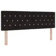 Headboard with Crystal Buttons, Tufted, Black, 160 cm, Velvet