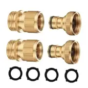 Garden Hose Quick Connector, Solid Brass 3/4 inch GHT Thread No-Leak Water
