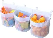 Bathroom Toy Net, Mesh Storage Bag Organizer, Hanging Organiser Bag with Hooks, 3 Compartment Nylon Bath Toy Net(Extra Large)